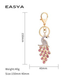 Sparkling Peacock Keychain Women Bags Pendant Crystal Animal Key Holder