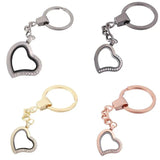 Heart Alloy Floating Charms Locket Keychain DIY Living Memory Locket Key Ring