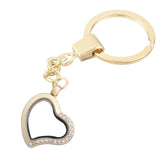 Heart Alloy Floating Charms Locket Keychain DIY Living Memory Locket Key Ring