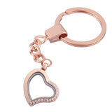 Heart Alloy Floating Charms Locket Keychain DIY Living Memory Locket Key Ring