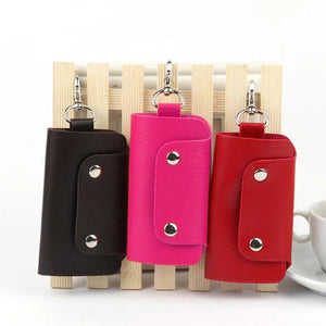 Leather Key Holder Organizer with Buckle Key Ring Case