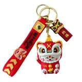 Chinese Style Lion Dance Cat Face Keychain for Women