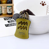 Vintage Zodiac Signs Constellations Keychain Leather Bag Car ASTROLOGY Key Chain