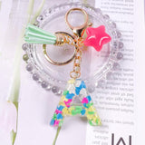 Crystal Drop Glue Keychain Tassel Pentacle Pendant Resin Keychain