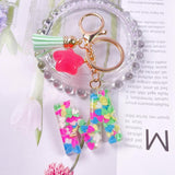 Crystal Drop Glue Keychain Tassel Pentacle Pendant Resin Keychain