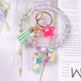 Crystal Drop Glue Keychain Tassel Pentacle Pendant Resin Keychain