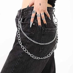 Rock Layered Chain Keychains For Men Women Punk Vintage Waist Key Chain Wallet