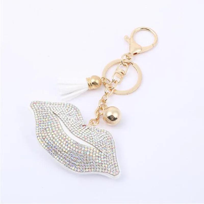 PU Leather Keychain Romantic Heart Rhinestone Bag Keychain Gift