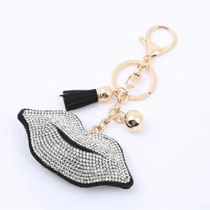 PU Leather Keychain Romantic Heart Rhinestone Bag Keychain Gift