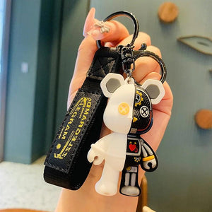 Half Plane Mechanical Bear Keychain for Couples Bag Car Rings Pendants