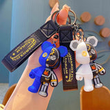 Half Plane Mechanical Bear Keychain for Couples Bag Car Rings Pendants