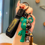 Half Plane Mechanical Bear Keychain for Couples Bag Car Rings Pendants