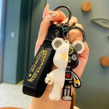 Half Plane Mechanical Bear Keychain for Couples Bag Car Rings Pendants