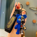 Half Plane Mechanical Bear Keychain for Couples Bag Car Rings Pendants