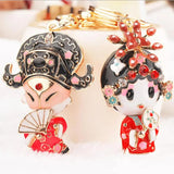 Chinese Style Rhinestone Crystal Keychain Bride&Groom Shape Key Chains Charm