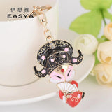 Chinese Style Rhinestone Crystal Keychain Bride&Groom Shape Key Chains Charm