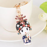 Chinese Style Rhinestone Crystal Keychain Bride&Groom Shape Key Chains Charm