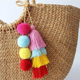 Colorful 4 Layered Tassel Keychain Bag Charms Boho Jewelry Gift