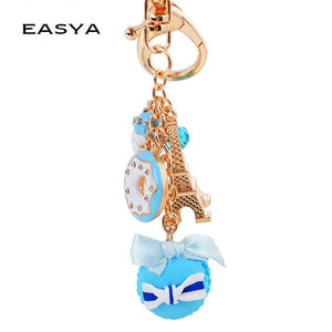 Eiffel Tower Macaroon Keychain Sweet Cake Resin Metal Craft