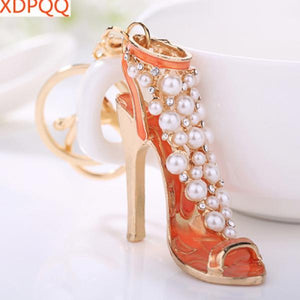 Red High Heels Keychain D Pearl Rhinestone Gift