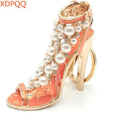Red High Heels Keychain D Pearl Rhinestone Gift