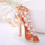 Red High Heels Keychain D Pearl Rhinestone Gift