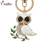 Owl Branch Crystal Charm Keychain Party Wedding Gift