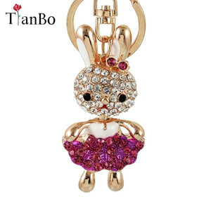 Colorful Rhinestone Bowknot Rabbit Bag Pendant Keychain