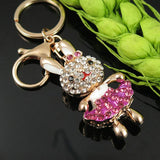 Colorful Rhinestone Bowknot Rabbit Bag Pendant Keychain