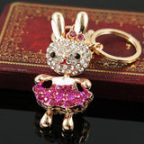 Colorful Rhinestone Bowknot Rabbit Bag Pendant Keychain