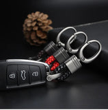 Hand Woven Leather Rope Key Chain Car Keychains Horseshoe Buckle