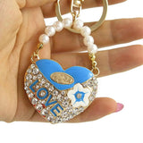 Heart Shaped Bag Pendant Crystal Earrings Keychains Charm