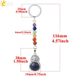 CSJA Owl Keychain Natural Stones Reiki 7 Chakra Chain Keys Holder G351