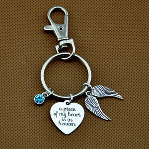 Angel Wing KeyChain, Memorial Key Chain, A piece of my heart is in Heaven