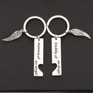 Mommy Daddy of an Angel Keychain Set - Baby Memorial Jewelry for Infant Loss