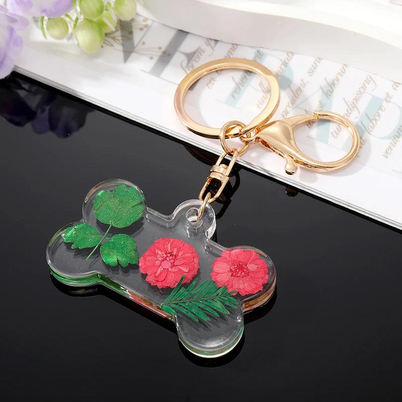 Daisy Dried Flower Leaf Keychain Women Creative Key Accessories