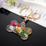 Daisy Dried Flower Leaf Keychain Women Creative Key Accessories