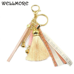 BOHEMIA Crystal Tassel Colorful Key Chain for Women Girl Bag Keychain