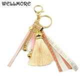 BOHEMIA Crystal Tassel Colorful Key Chain for Women Girl Bag Keychain