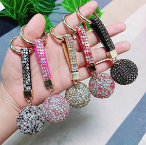Strass Rhinestone Leather Crystal Ball Keychain for Women
