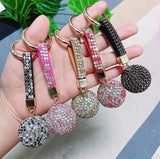 Strass Rhinestone Leather Crystal Ball Keychain for Women