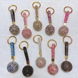 Strass Rhinestone Leather Crystal Ball Keychain for Women