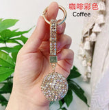 Strass Rhinestone Leather Crystal Ball Keychain for Women
