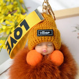 Fox Fur Sleeping Doll Key Chain Plush Sleeping Baby Pendant