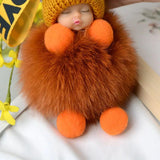 Fox Fur Sleeping Doll Key Chain Plush Sleeping Baby Pendant