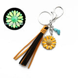 Sunflower Pendant Fringe Keychain Western Punk Style Retro Cowboy Charm