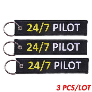 24/7 Pilot Keychain Aviation Embroidery Key Ring Chain