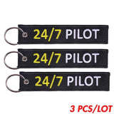 24/7 Pilot Keychain Aviation Embroidery Key Ring Chain