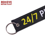 24/7 Pilot Keychain Aviation Embroidery Key Ring Chain