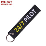 24/7 Pilot Keychain Aviation Embroidery Key Ring Chain